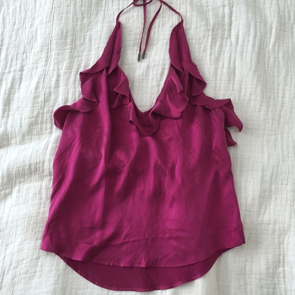 100% Silk Ruffle Halter - Free People NWOT